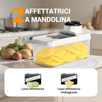 Mandoline Vegetable Cutter, Multifunctional Vegetable Cutter, Manual Vegetable Cutter with 7 Interchangeable Stainless Steel Blades, Vegetable Chopper for Onion, Carrot, Potato and Cucumber