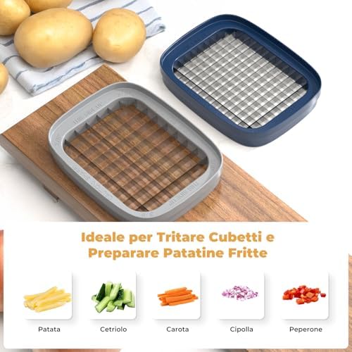 Potato Slicer, Potato Slicer with 3 Stainless Steel Blades, Chopstick Cutter, Vegetable Slicer, Multifunctional Vegetable Slicer for Fries, Cucumbers, Carrots, Onions and Fruits (Grey)