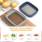 Potato Slicer, Potato Slicer with 3 Stainless Steel Blades, Chopstick Cutter, Vegetable Slicer, Multifunctional Vegetable Slicer for Fries, Cucumbers, Carrots, Onions and Fruits (Grey)