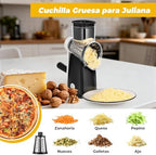 Cheese Grater, Mandoline Vegetable Grater with 5 Interchangeable Drum Blades, Time Saving Manual Vegetable Cutter, Vegetable Grater for Cheese, Cucumber, Carrot, Potato