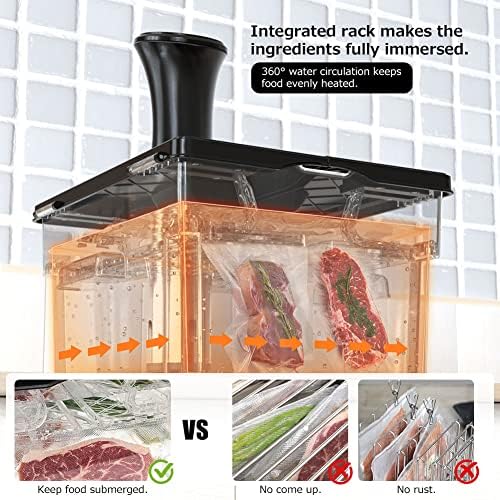 Sous Vide Container with Lid Double-Door-Opening Design 11.65 QT Sous Vide Pot Slow Cooker Container with Built- in Rack Compatible with Most Immersion Circulators