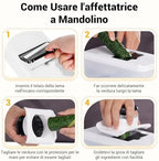Mandoline Vegetable Cutter, Multifunctional Vegetable Cutter, Manual Vegetable Cutter with 7 Interchangeable Stainless Steel Blades, Vegetable Chopper for Onion, Carrot, Potato and Cucumber