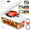 Mandoline Vegetable Cutter, Multifunctional Vegetable Cutter, Manual Vegetable Cutter with 7 Interchangeable Stainless Steel Blades, Vegetable Chopper for Onion, Carrot, Potato and Cucumber