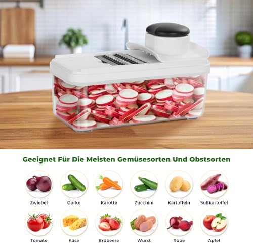 5 in 1 Mandolin Vegetable Slicer Vegetable Grater - Cucumber Slicer Thin Slices - Grater for Vegetables - Slicer Vegetables - Multi-Purpose Vegetable Cutter - Kitchen Gadgets