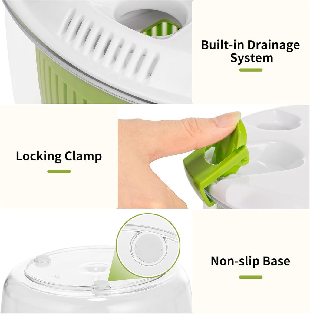 Salad Spinner, Fruit and Vegetable Washer, Spin and Dry Salad Greens, 3 QT Lettuce Spinner with Bowl and Mesh Basket