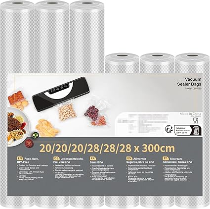 Vacuum Sealer Bags, Vacuum Sealer Film, 6 Rolls 20 x 3/28 x 300 cm (18 m), Profe
