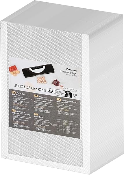 Vacuum Sealer Bags, 100 Bags, 15 x 25 cm, Professional Vacuum Film Vacuum Bags f