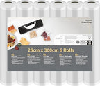 Vacuum Sealer Bags, Vacuum Sealer Film, 6 Rolls 28 x 300 cm (18 m), Professional