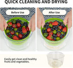Salad Spinner, Fruit and Vegetable Washer, Spin and Dry Salad Greens, 3 QT Lettuce Spinner with Bowl and Mesh Basket