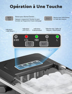 Ice Maker, 12kg in 24h, 9 Ice Cubes in 6-8 Minutes, Ice Maker with Reversible Ice Spoon and Carry Handle, for Home/Kitchen/Camping