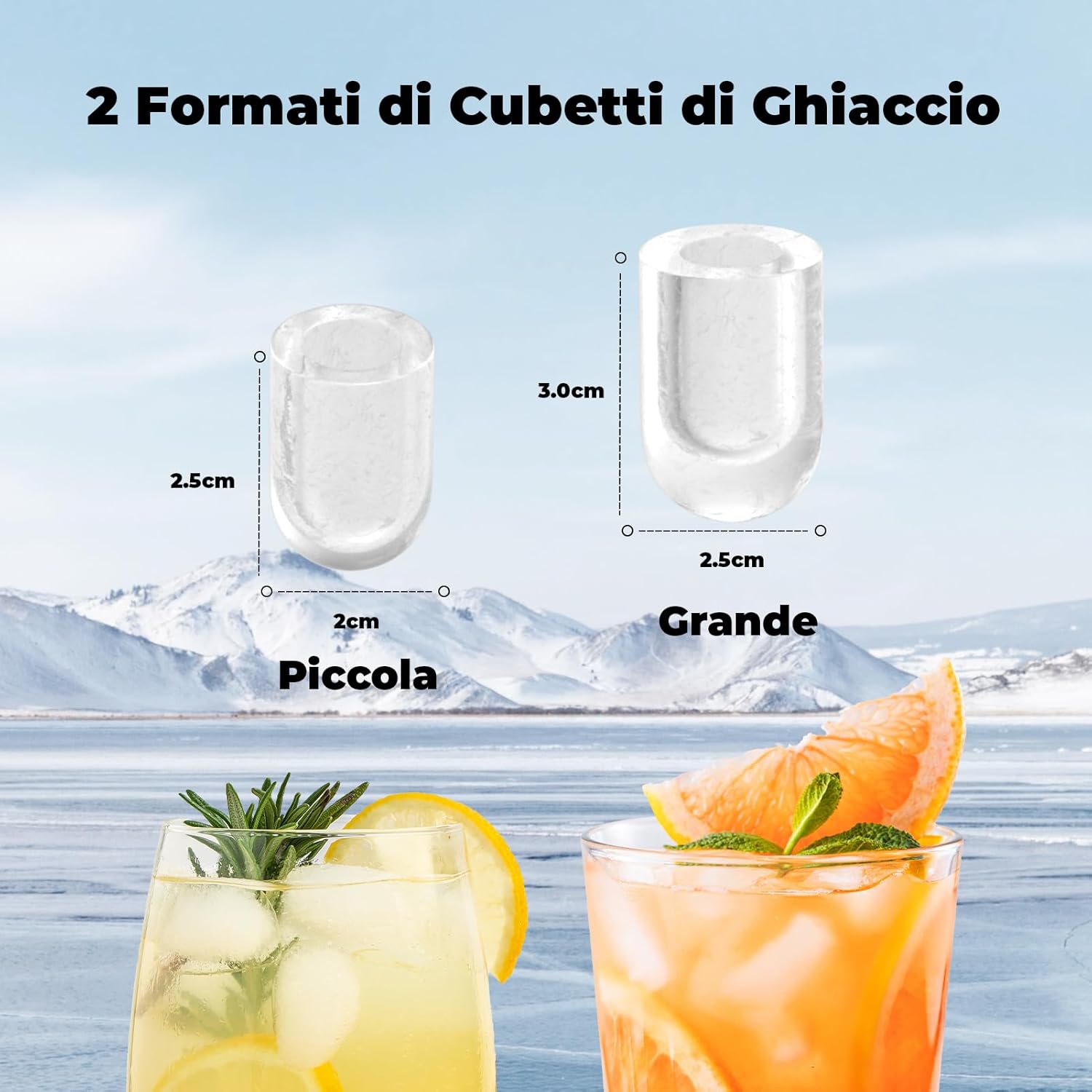 Ice Machine 12 kg/24 h, Self-Cleaning Home Ice Machine 1.5 L, Silent Ice Maker 9 Cubes in 6 Minutes, Ice Maker with Handle/Scoop/Basket, Black