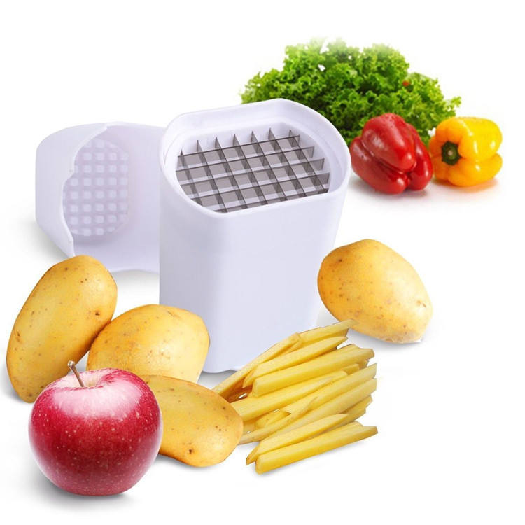 Potato Slicer, Potato Slicer with 3 Stainless Steel Blades, Chopstick Cutter, Vegetable Slicer, Multifunctional Vegetable Slicer for Fries, Cucumbers, Carrots, Onions and Fruits (Grey)